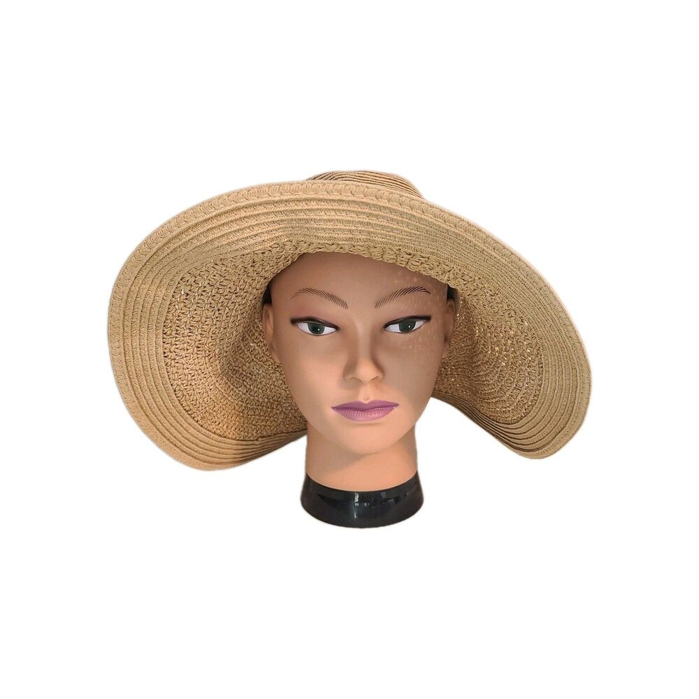 J.Crew Packable Textured Woven Straw Sun Hat Wide Brim Floppy Travel Beach O/S